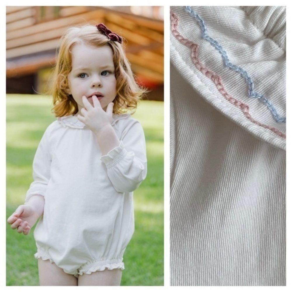 Baybala Baby Ivory Embroidered Ruffle Collar Bea Onesie 18 months